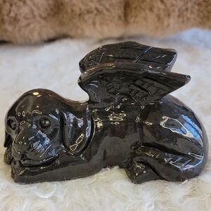 Black Tourmaline Guardian Angel Dog Natural Stone Carving